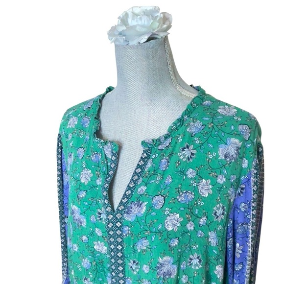 J Jill Mixed-print Peasant Dress In Sweet Clover Folkloric‎ Vine Border size XL - Picture 5 of 11